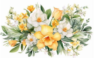 Watercolor Flowers Bouquets, illustration background 244