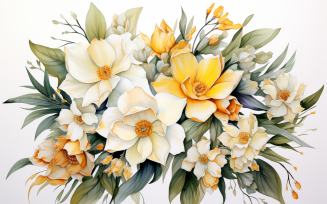 Watercolor Flowers Bouquets, illustration background 245