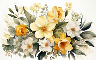 Watercolor Flowers Bouquets, illustration background 246