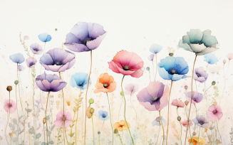Watercolor Flowers Bouquets, illustration background 251