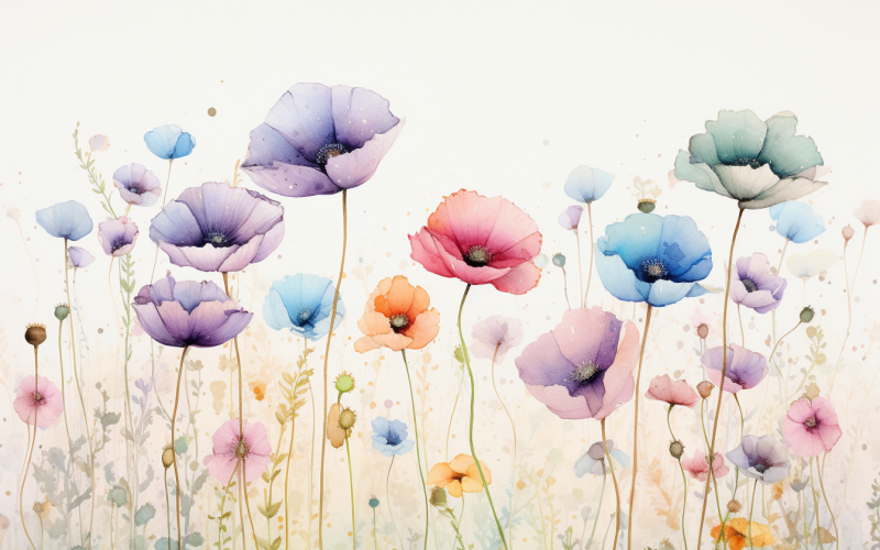 Watercolor Flowers Bouquets, illustration background 251 Illustration