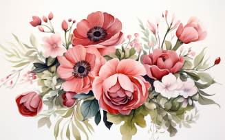 Watercolor Flowers Bouquets, illustration background 255
