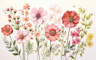 Watercolor Flowers Bouquets, illustration background 256