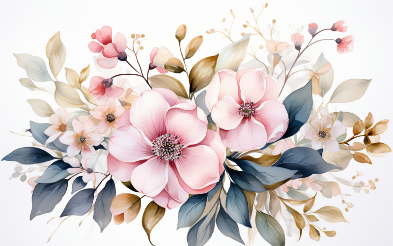 Watercolor Flowers Bouquets, illustration background 257 Illustration