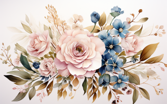 Watercolor Flowers Bouquets, illustration background 258