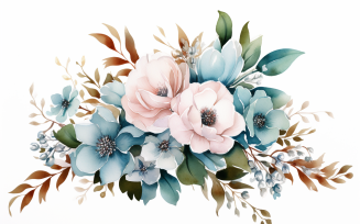Watercolor Flowers Bouquets, illustration background 259