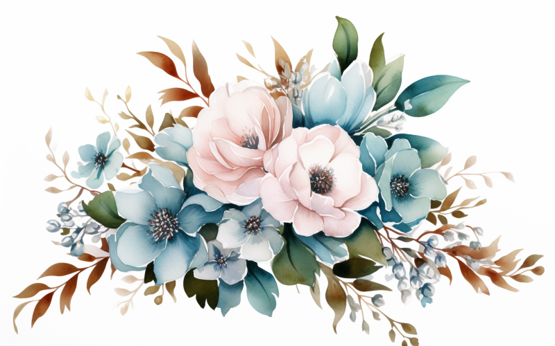 Watercolor Flowers Bouquets, illustration background 259 Illustration