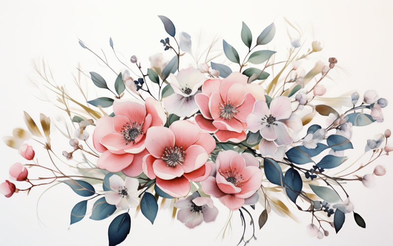 Watercolor Flowers Bouquets, illustration background 260 Illustration