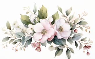 Watercolor Flowers Bouquets, illustration background 262
