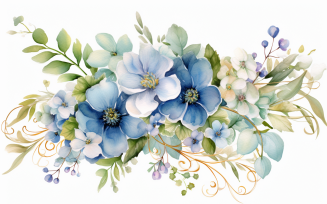 Watercolor Flowers Bouquets, illustration background 263