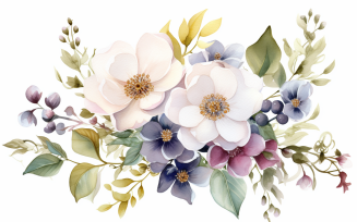 Watercolor Flowers Bouquets, illustration background 265