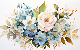 Watercolor Flowers Bouquets, illustration background 267