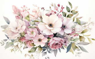 Watercolor Flowers Bouquets, illustration background 268