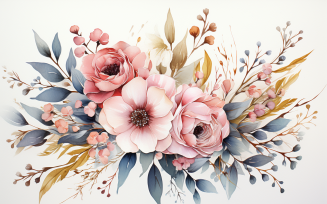Watercolor Flowers Bouquets, illustration background 269
