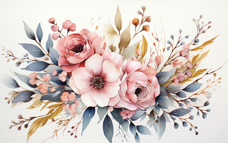 Watercolor Flowers Bouquets, illustration background 269 Illustration