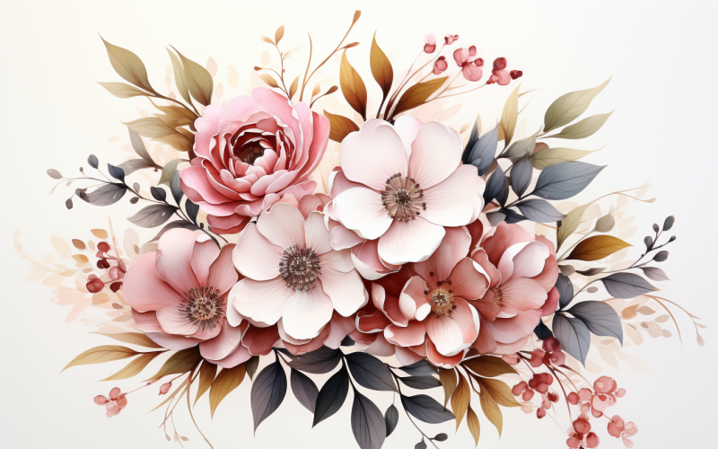 Watercolor Flowers Bouquets, illustration background 271 Illustration