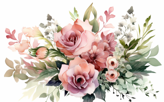 Watercolor Flowers Bouquets, illustration background 275