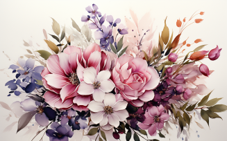 Watercolor Flowers Bouquets, illustration background 277