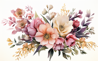 Watercolor Flowers Bouquets, illustration background 278