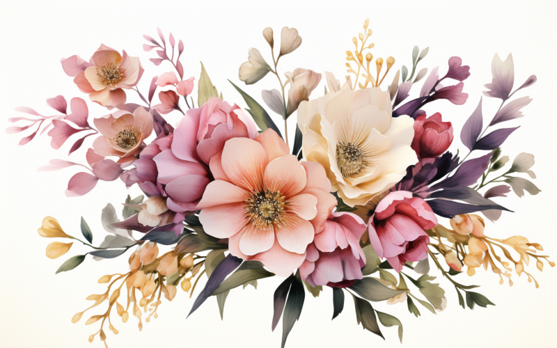 Watercolor Flowers Bouquets, illustration background 278 Illustration