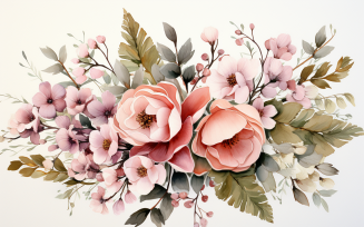 Watercolor Flowers Bouquets, illustration background 280