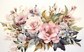 Watercolor Flowers Bouquets, illustration background 281