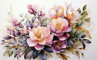 Watercolor Flowers Bouquets, illustration background 286