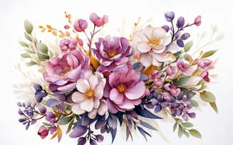 Watercolor Flowers Bouquets, illustration background 287