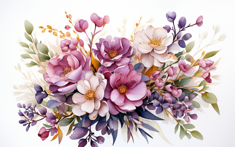 Watercolor Flowers Bouquets, illustration background 287 Illustration