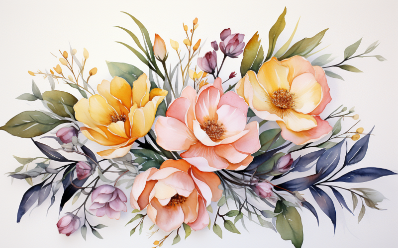 Watercolor Flowers Bouquets, illustration background 288 Illustration