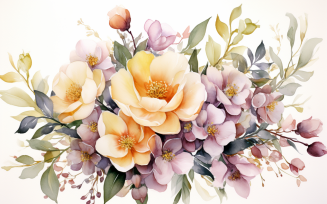 Watercolor Flowers Bouquets, illustration background 289