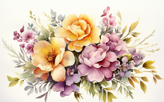 Watercolor Flowers Bouquets, illustration background 290