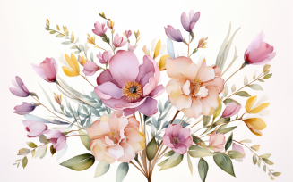 Watercolor Flowers Bouquets, illustration background 291