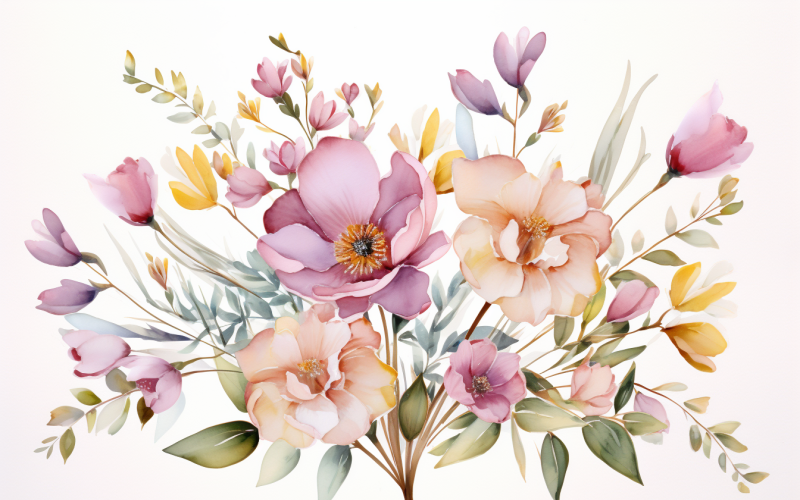 Watercolor Flowers Bouquets, illustration background 291 Illustration