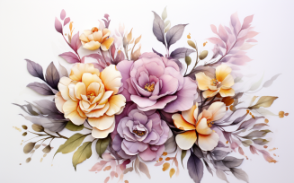 Watercolor Flowers Bouquets, illustration background 292