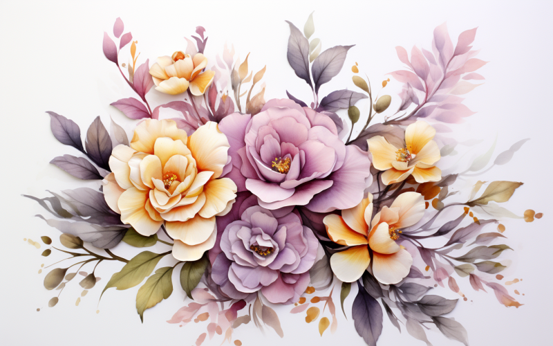 Watercolor Flowers Bouquets, illustration background 292 Illustration