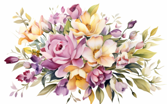 Watercolor Flowers Bouquets, illustration background 294