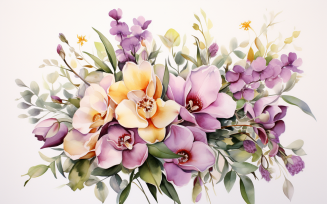 Watercolor Flowers Bouquets, illustration background 295