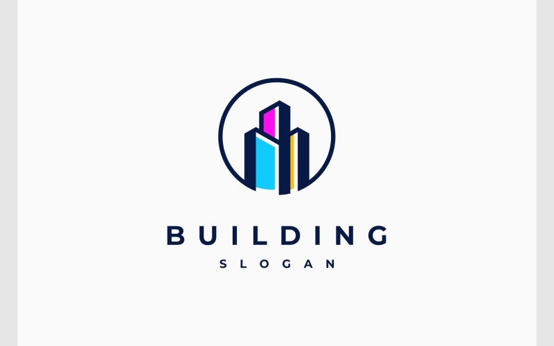 Building City Modern Circle Logo Logo Template