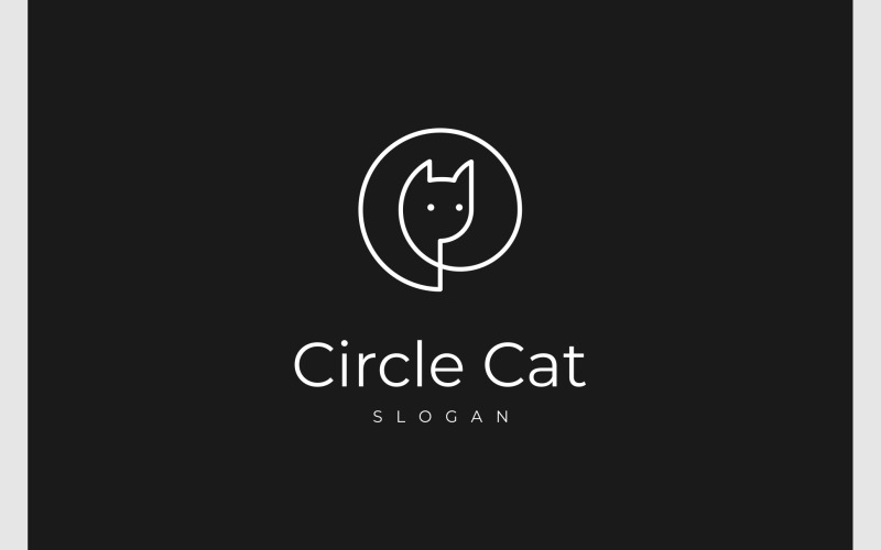 Cat Kitten Meow Head Simple Logo Logo Template