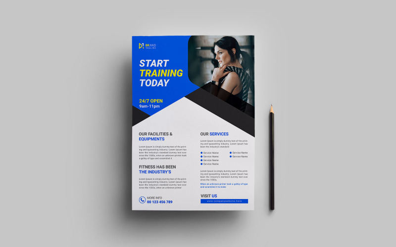 Gym and fitness flyer and poster template design Corporate Identity