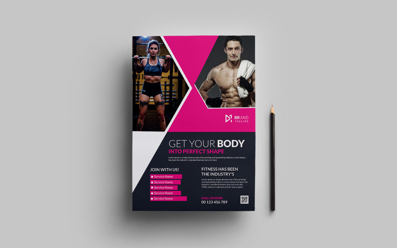 Gym fitness flyer and poster template design Corporate Identity