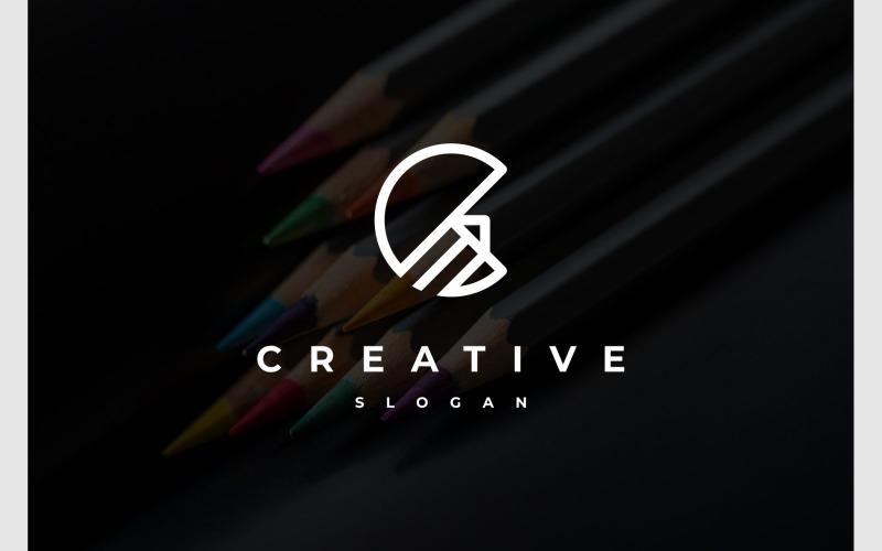 Letter C Pencil Draw Art Logo Logo Template