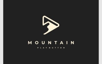 Mountain Play Button Hill Peak Logo
