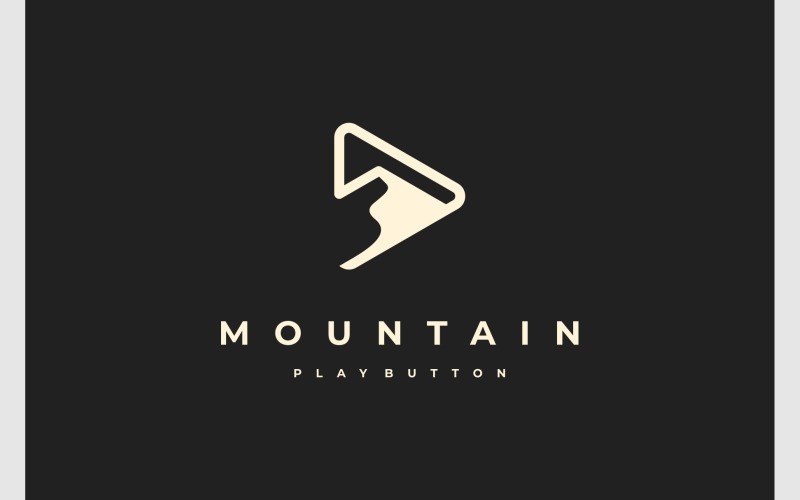 Mountain Play Button Hill Peak Logo Logo Template