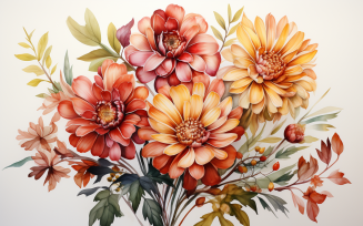 Watercolor Flowers Bouquets, illustration background 306