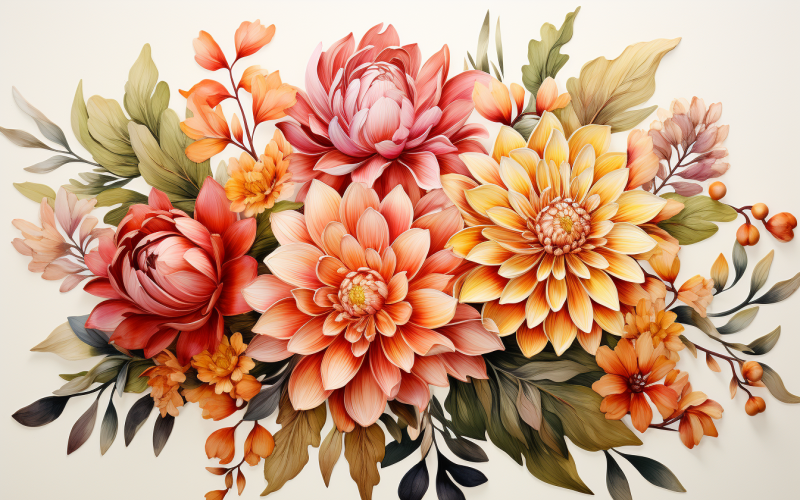 Watercolor Flowers Bouquets, illustration background 307 Illustration