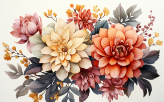 Watercolor Flowers Bouquets, illustration background 308