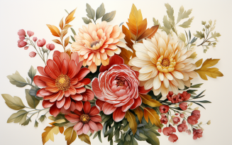 Watercolor Flowers Bouquets, illustration background 309