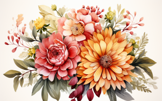 Watercolor Flowers Bouquets, illustration background 312